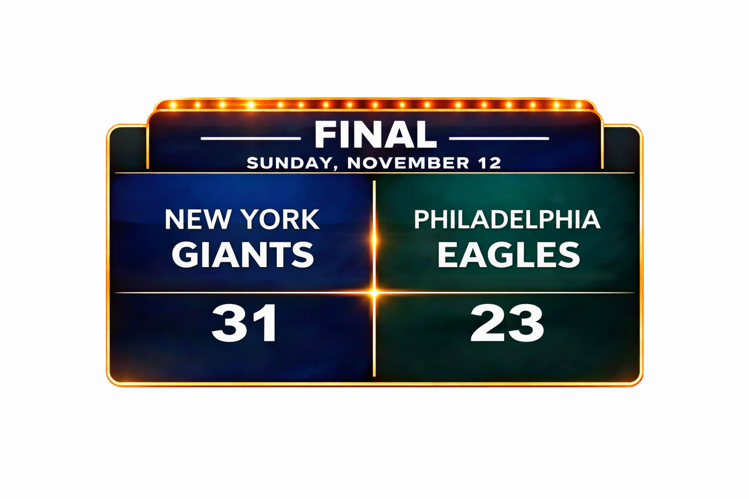 Sample LiveFrame: live sports score and game situation